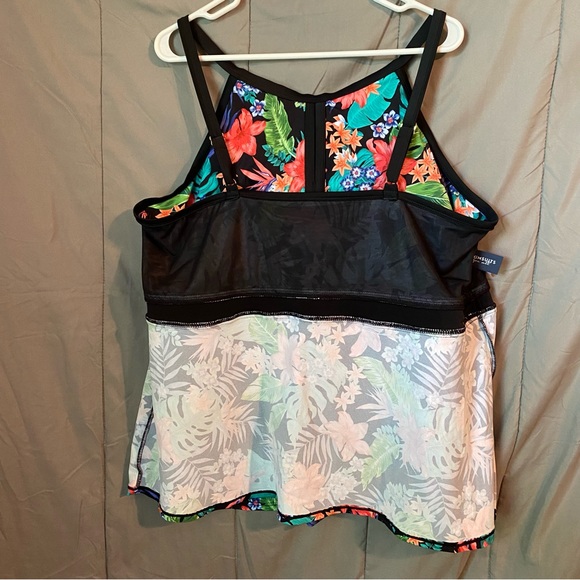 Swimsuits For All Floral Black Tropical Tankini Swimsuit Bathing Top Plus Sz 26 - Picture 13 of 16